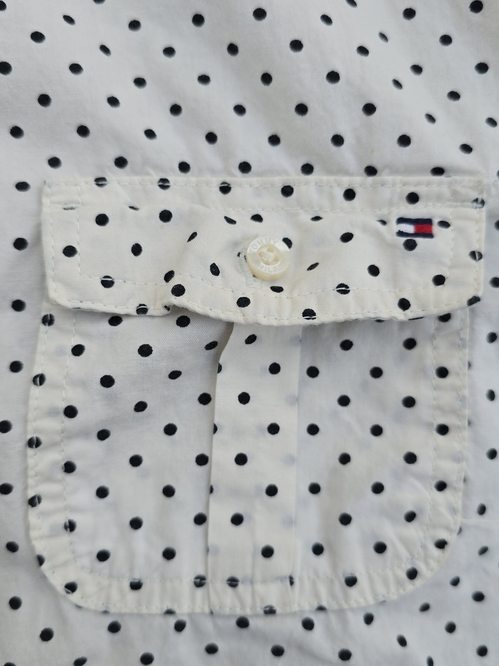 Tommy Hilfiger Cotton White Polka Dot Button-Up Shirt Size XL - Picture 5 of 8
